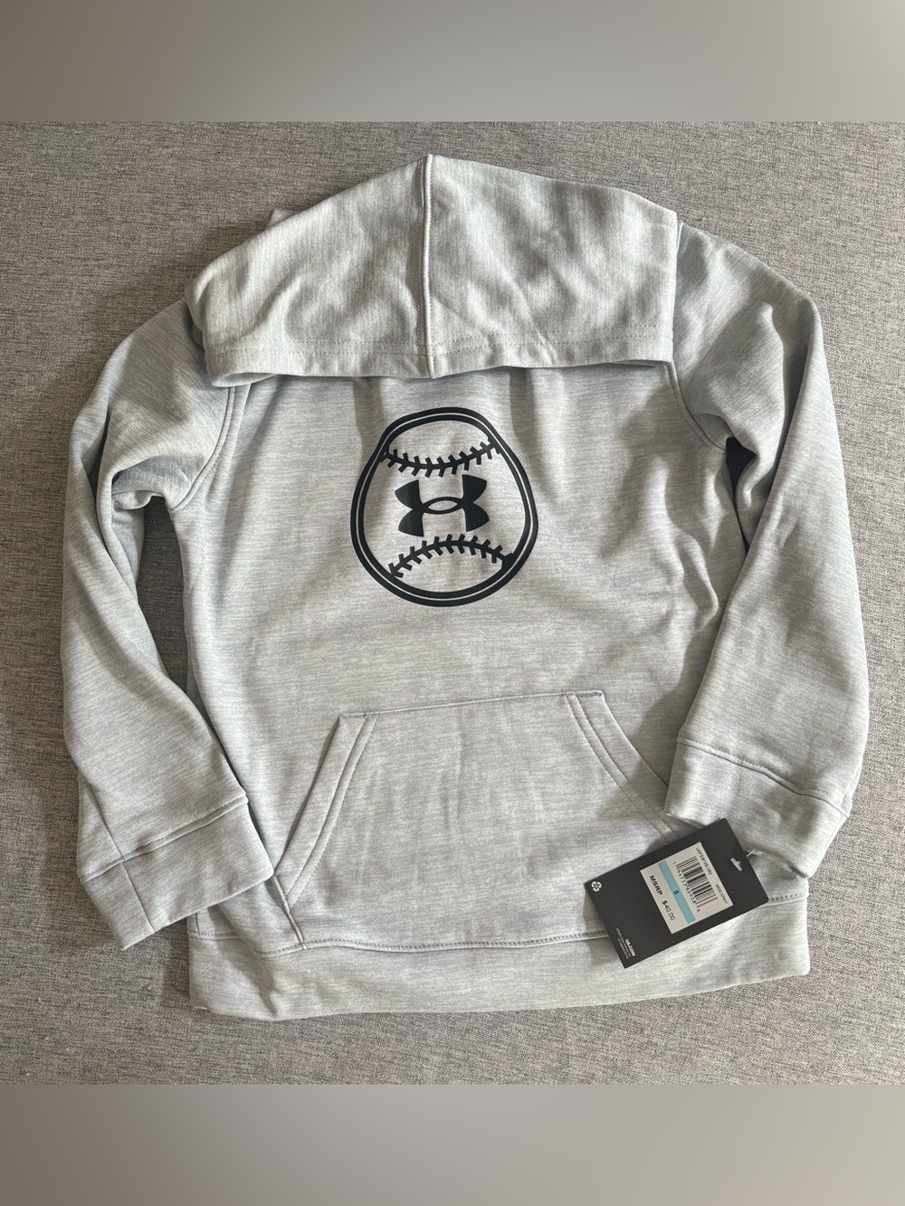 NWT Under Armour Light Gray Hoodie with Baseball Logo - 5